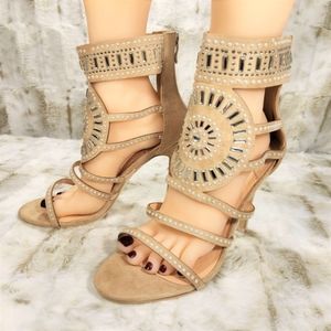 Mack J  Nude Closed Back 4.5" High Heel Sandal Shoe Sizes 10 & 11